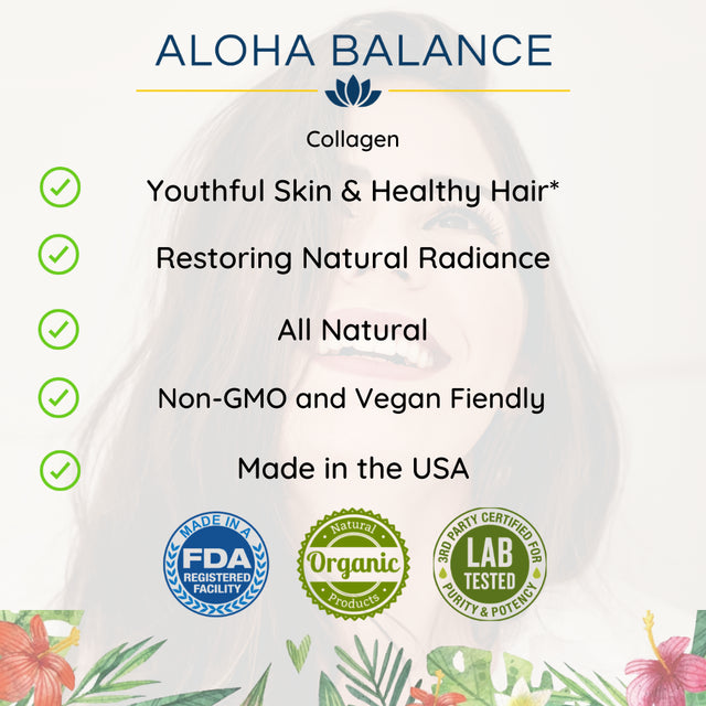 Collagen Type 1 & 3 - Youthful Skin & Healthy Hair - Natural Supplement by Aloha Balance