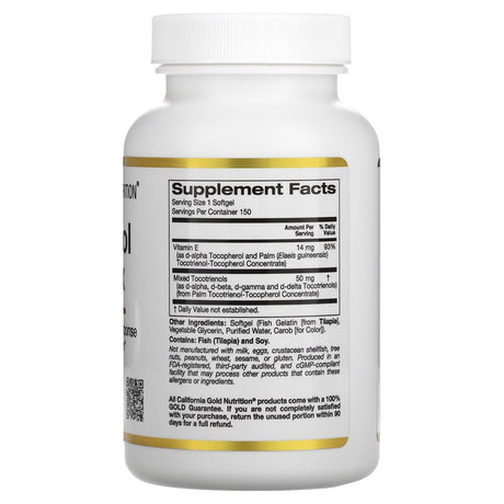 California Gold Nutrition Tocotrienol Complex, Vitamin E and Mixed Tocotrienols, 150 Fish Gelatin Softgels