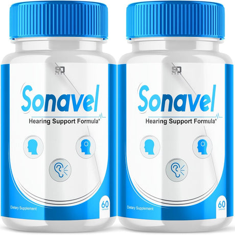 (2 Pack) Sonavel Supplement Pills- for Hearing Support Tinnitus - Premium Formula - White Color Pills and One Size - 120 Capsules