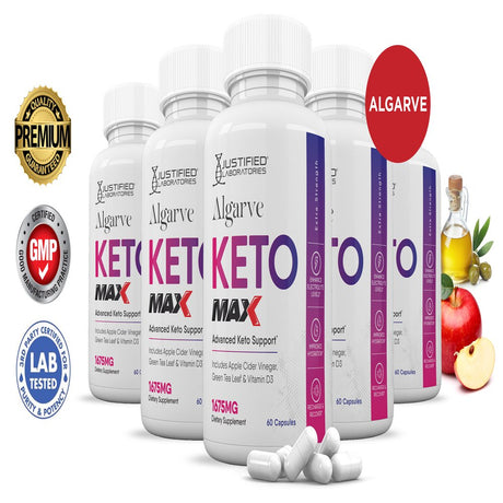 (5 Pack) Justified Laboratories Algarve Keto ACV MAX Pills 1675Mg Dietary Supplement 300 Capsules