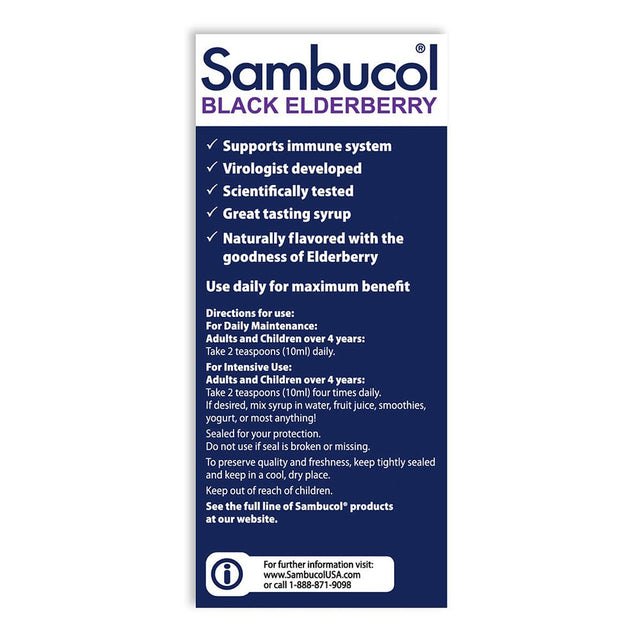 Sambucol Black Elderberry Original Immune Support Syrup - 7.8Z