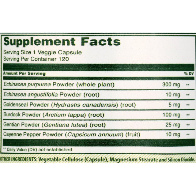 Herbal Secrets Echinacea & Goldenseal Root 450 Mg 120 Capsules (Non-Gmo) -Supports Immune and Respiratory Response* Supports Mucous Membranes, Immune Functions during Times of Seasonal*