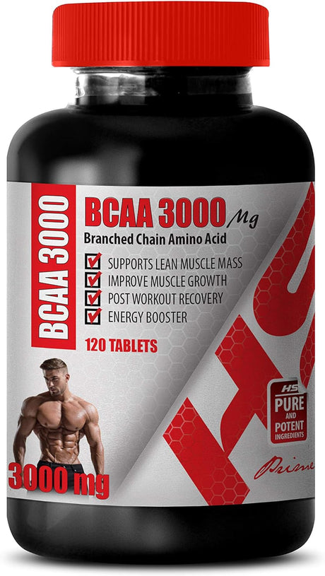 Muscle Gain Pre Workout - BRANCHED Chain Amino Acid - BCAA 3000MG - Bcaas Amino Acids - 1 Bottle 120 Tablets