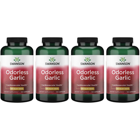 Swanson Odorless Garlic 500 Mg 100 Caps 4 Pack