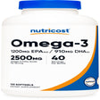 Nutricost Omega 3 Fish Oil - 2500MG, 120 Softgels (40 Serv) - Non-Gmo, Gluten Free