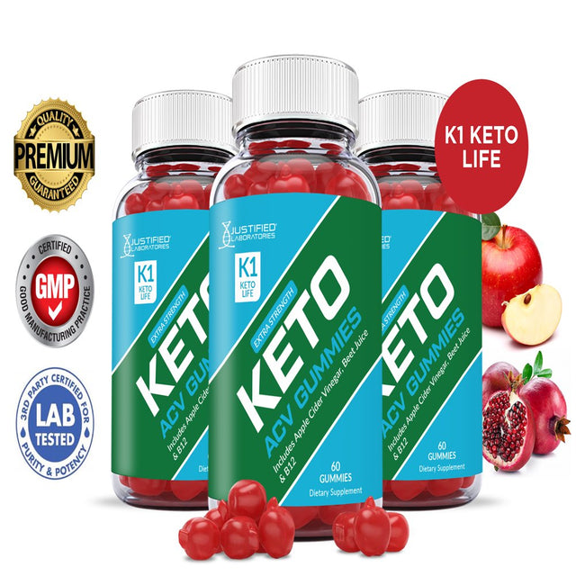 (3 Pack) K1 ACV Gummies 1000MG Dietary Supplement 180 Gummys