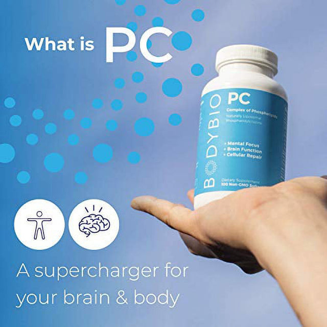 Bodybio PC Brain Supplement 100 Phosphatidylcholine Softgels