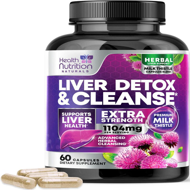 Gentle Liver Cleanse Detox & Repair Formula - Herbal Liver Support Supplement: Milk Thistle with Silymarin, Artichoke Extract, Dandelion, Beet, Chicory Root, & Turmeric for Liver Health - 60 Capsules