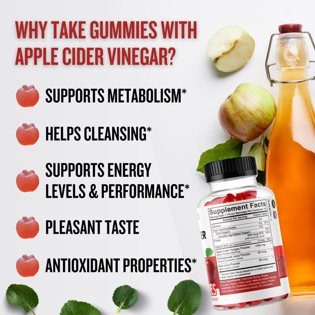 Healblend Apple Cider Vinegar Gummies - ACV 1000Mg Advanced Weight Loss, Metabolism Booster, Antioxidant Support Supplement for Women & Men - 60 Gummy