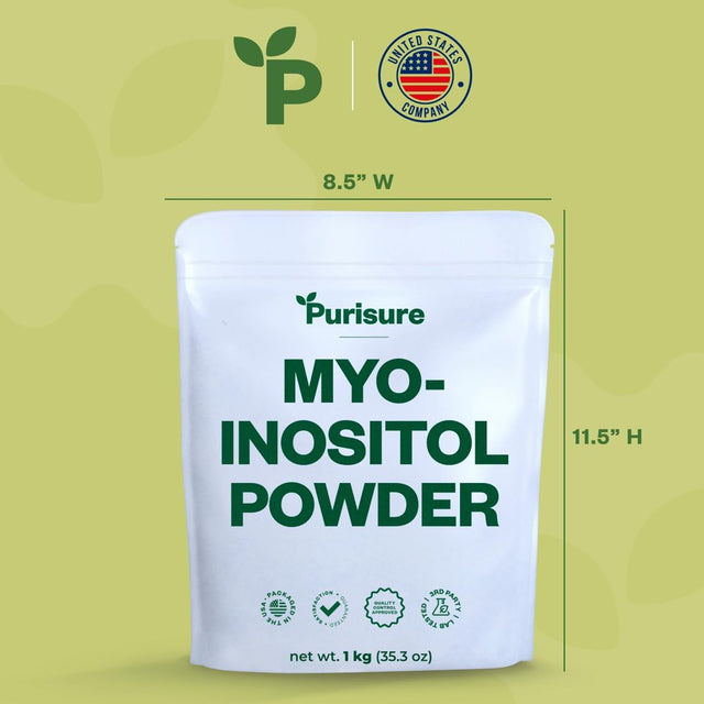 Purisure Myo Inositol Powder 1Kg Energy, Brain & Fertility Supplement, 999 Servings