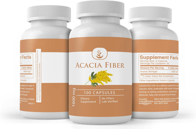 Pure Original Ingredients Acacia Fiber, (100 Capsules) Pure, No Additives or Fillers, Lab Verified