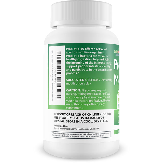 Pro Clear Mood plus - Probiotic Brain & Mood Support - Promote Clear Thinking & Improved Mood - Support Emotional Well-Being & Brain Health - Probiotics for Mood Support - Aid Emotional Health