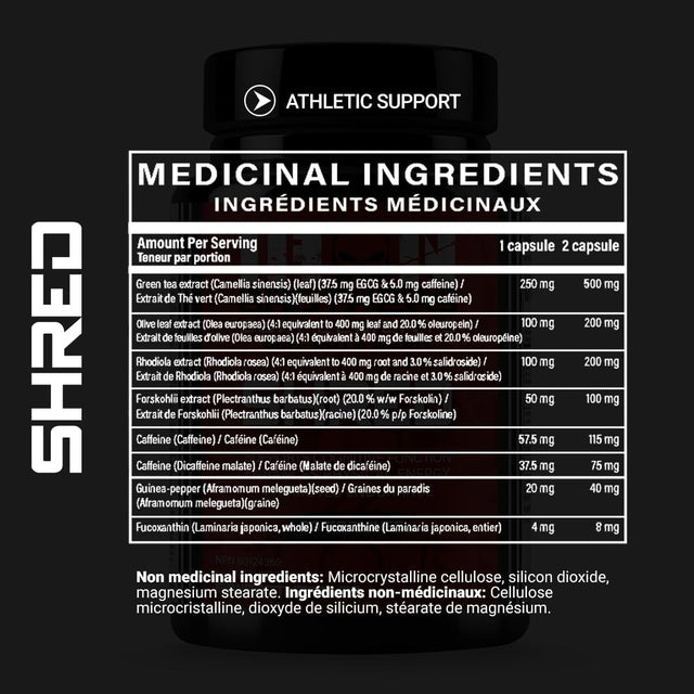 Shred for Men & Women | Strong Appetite Suppressant for Weight Loss Management | Supports Cognitive Function Promotes Endurance Increases Energy - Fat Burner