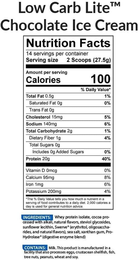 Biotrust Low Carb Lite, 20 Grams of Grass-Fed Whey Protein Isolate, 100 Calories, Prohydrolase Digestive Enzymes, Non-Gmo, Free from Soy and Gluten, Rbgh-Free (14 Servings) (Chocolate Ice Cream)