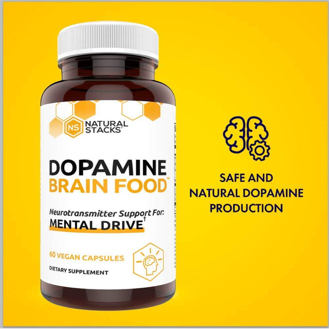 NATURAL STACKS Dopamine Focus Supplement & Memory Supplement for Brain W/L-Tyrosine - Promotes Mental Drive, Clarity & Focus - Natural Dopamine Supplement - Supports Mental Energy, 60 Capsules