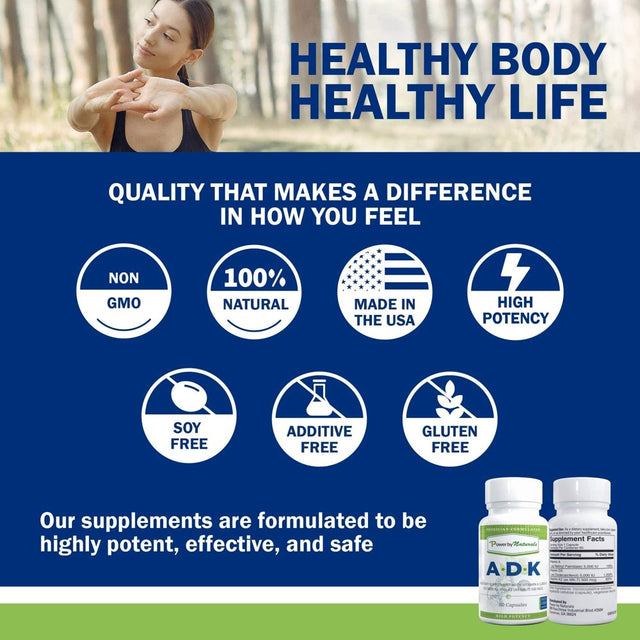 Power by Naturals Bone, Heart, and Immune Support ADK Vitamin D3 K2 and Vitamin A