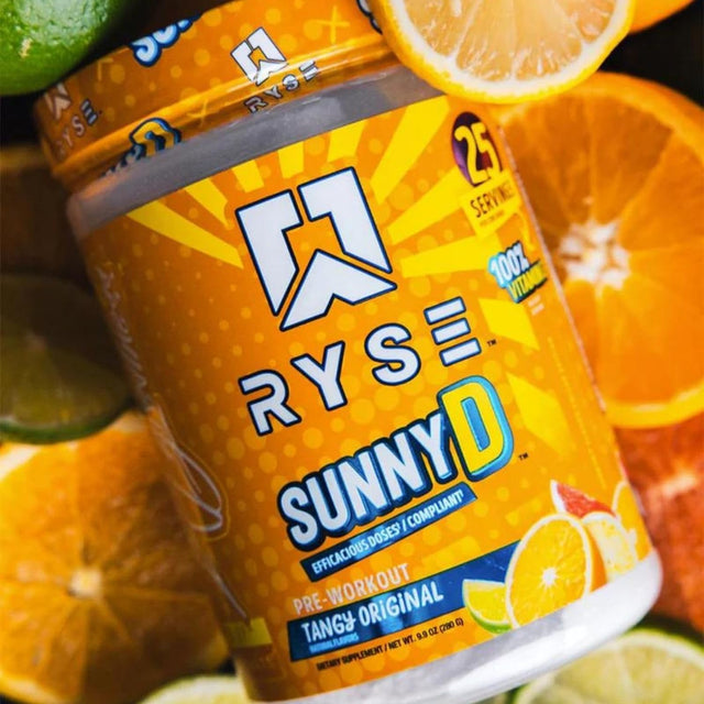 Ryse Project Blackout Pre Workout | Pump, Energy, Strength | Caffeine, Vitacholine, Nitrates, and Theobromine | 25 Servings (Sunny D Tangy Original)