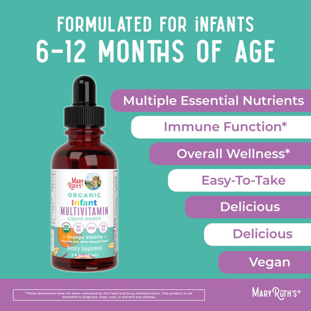 Maryruth'S | USDA Organic Liquid Multivitamin | Multivitamins for Babies | Supports Growth & Immune Health | 2 Fl Oz