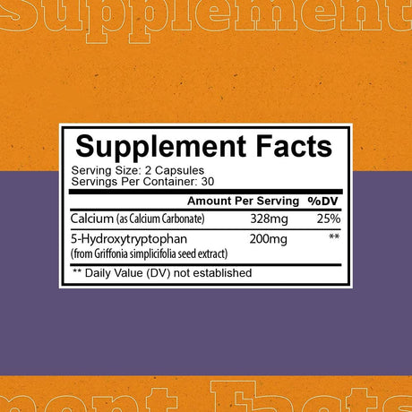 5-HTP 200Mg with Calcium - Naturally Supports Serotonin Levels to Promote Better Rest, and a More Positive Mood - Plant-Based & Derived from Griffonia Extract