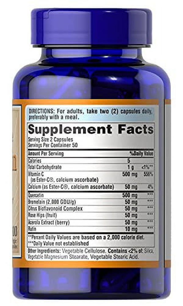 Quercetin Complex with Vitamin C, Supports Upper Respiratory Health*, 100 Ct, by Puritan'S Pride