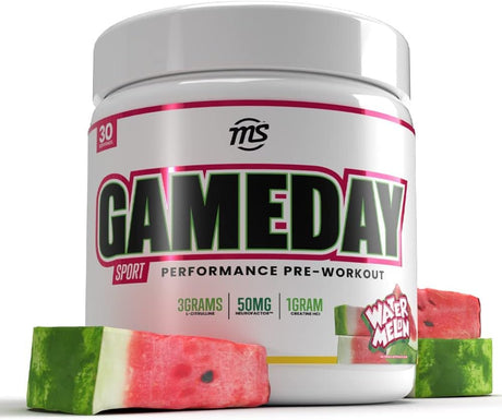 Man Sports Game Day - Sport Pre-Workout, Watermelon Flavored Energy Drink Mix with Natural Caffeine, 330G, 30 Days Supply