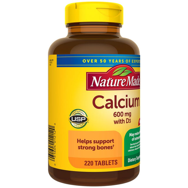 Nature Made Calcium 600 Mg with Vitamin D3 Tablets, Dietary Supplement, 220 Count