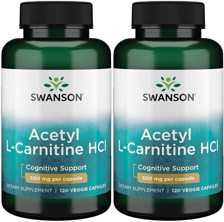 Swanson Amino Acid Acetyl L-Carnitine Hcl 500 Milligrams 120 Veg Capsules (2 Pack)