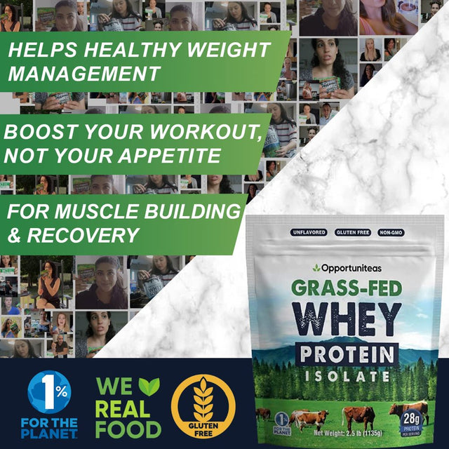 Opportuniteas Whey Protein Powder Grass Fed Whey Isolate Unflavored Protein Mix for Shakes and Baking 2.5 Lbs