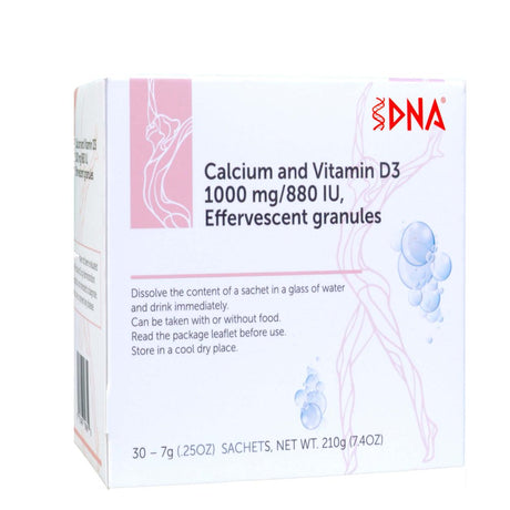 Calcium 1000Mg & Vitamin D3 880 IU Effervescent Form, Supports Bone Health, Easy to Swallow,Dna