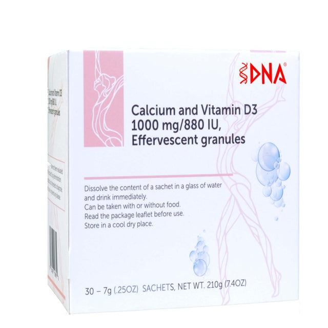 Calcium 1000Mg & Vitamin D3 880 IU Effervescent Form, Supports Bone Health, Easy to Swallow,Dna