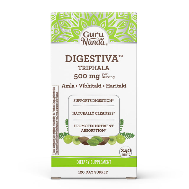 Gurunanda Digestiva Triphala Dietary Supplement Infused with Amla, Vibhitaki, and Haritaki for Digestion Cleansing - 500Mg