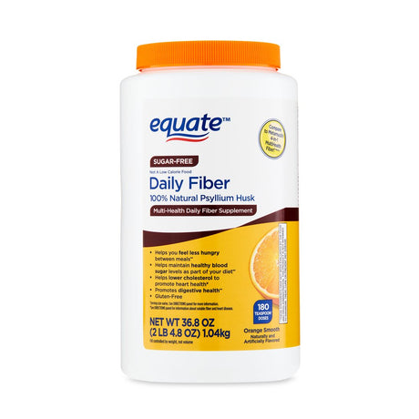 Equate Daily Fiber Supplement, Psyllium Husk Fiber Powder, Sugar-Free 180 Doses