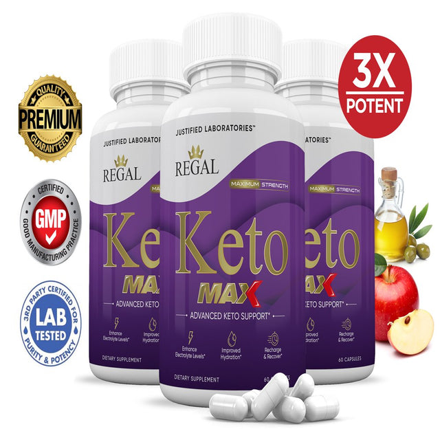 (3 Pack) Regal Keto Max 1200MG Pills Includes Apple Cider Vinegar Gobhb 180 Capsules