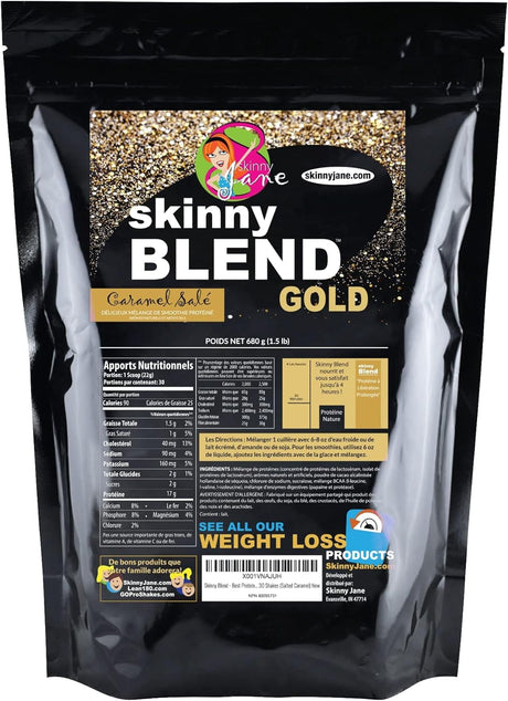 Skinny Blend - Best Tasting Protein Shake for Women - Slim Fast Weight Loss Shakes - Meal Replacement - Low Carb Breakfast - Diet Supplement - Appetite Suppressant - 30 Shakes (Salted Caramel)