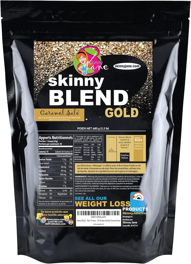 Skinny Blend - Best Tasting Protein Shake for Women - Slim Fast Weight Loss Shakes - Meal Replacement - Low Carb Breakfast - Diet Supplement - Appetite Suppressant - 30 Shakes (Salted Caramel)