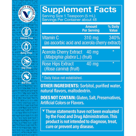 The Vitamin Shoppe Liquid Vitamin C 300MG, Antioxidant That Supports Immune and Cardiovascular Health (8 Fluid Ounces Liquid)