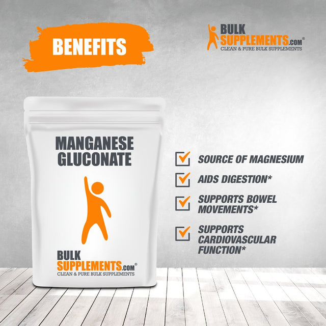 Bulksupplements.Com Manganese Gluconate Powder - Mineral Supplement - Bone Growth Supplements - Tendon Supplement (100 Grams - 3.5 Oz)