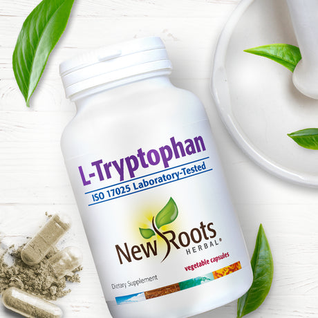 New Roots Herbal, L-Tryptophan 220 Mg (90 Veg Caps) | Essential Amino Acid | Supports Restful Sleep & Relaxation | Non-Gmo