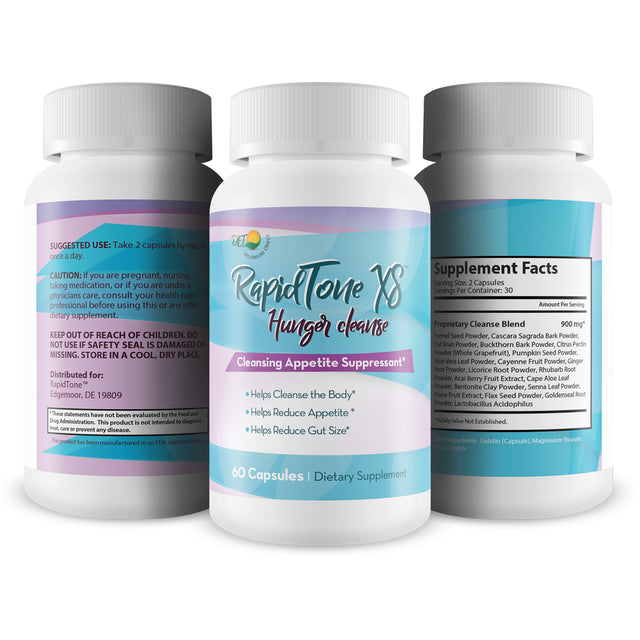 Rapid Tone XS - Hunger Cleanse - Suppress Appetite - Detox Cleanse - Detox Cleanse Weight Loss - Help Flush Waste & Toxins - Digestive Support - Curb Food Cravings - Promote Regulari- 30 Servings