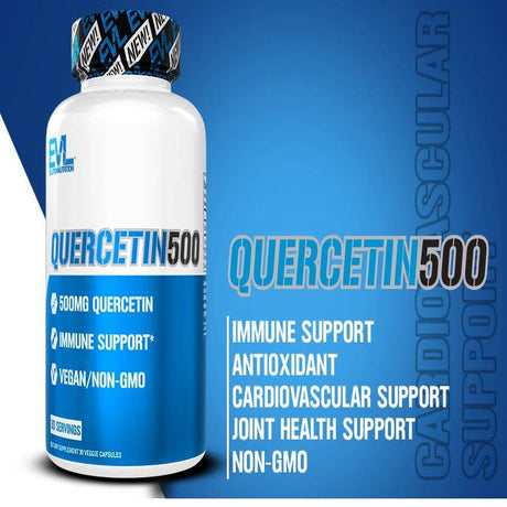 Quercetin 500Mg Antioxidant Supplement - Extra Strength Quercetin Dihydrate Flavonoid for Daily Immune Support & Bone and Joint Health - EVL Nutrition Quercetin 30Ct Capsules