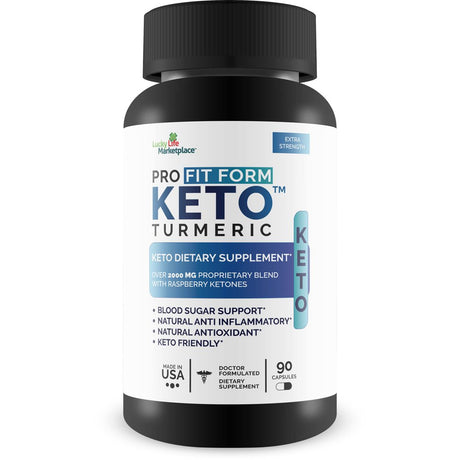 Pro Fit Form Keto Turmeric - Support Reduced Inflammation - Aid Balanced Blood Sugar - Immune Health Support with Vitamin C, D, Zinc & More - Keto Friendly - Keto Pills - 90 Count