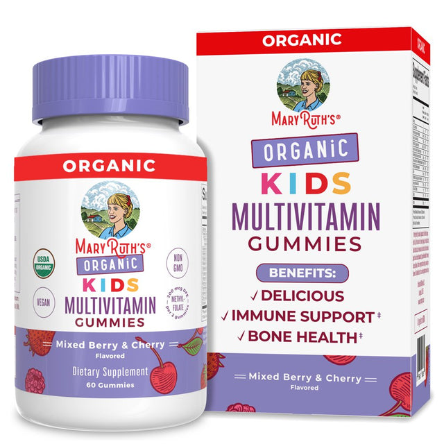 Maryruth'S | USDA Organic Kids Multivitamin Gummies for Ages 4+ | Gummy Vitamins | Vegan, Non-Gmo | 60 Count