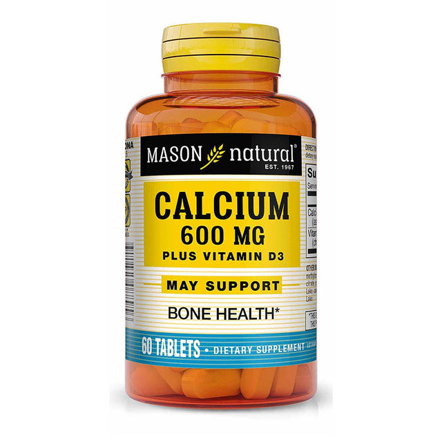 Mason Natural Calcium 600 Mg plus Vitamin D3 - Strengthens Muscle Function, Supports Healthy Bones and Overall Health, 60 Tablets