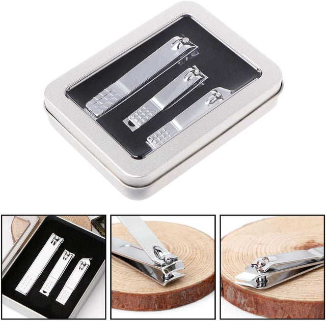 3Pieces Nail Toe Clipper Cutter Trimmer Scissor Manicure Pedicure Stainless Steel