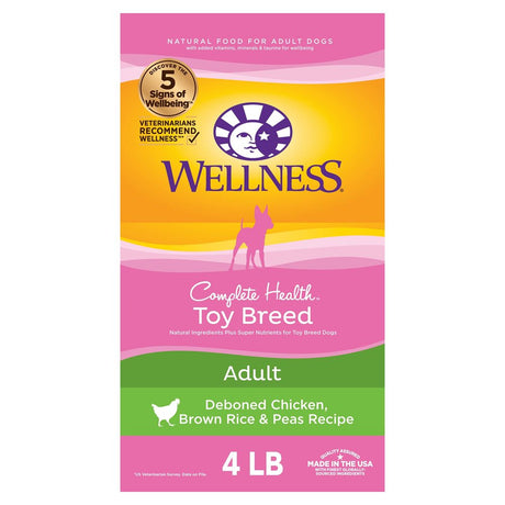 Wellness Complete Health Natural Dry Toy Breed Dog Food, Chicken & Rice, 4-Pound Bag