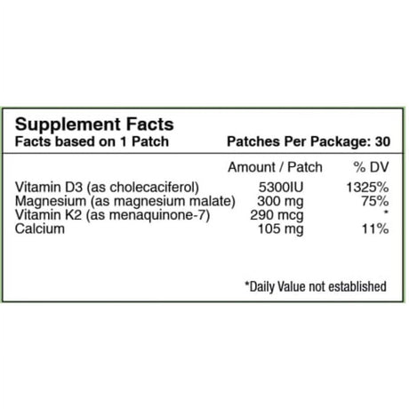 Vitamin D3 with K2 Vitamin Patch by Patchaid Size: 1-Month Supply