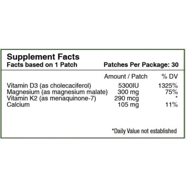 Vitamin D3 with K2 Vitamin Patch by Patchaid Size: 1-Month Supply