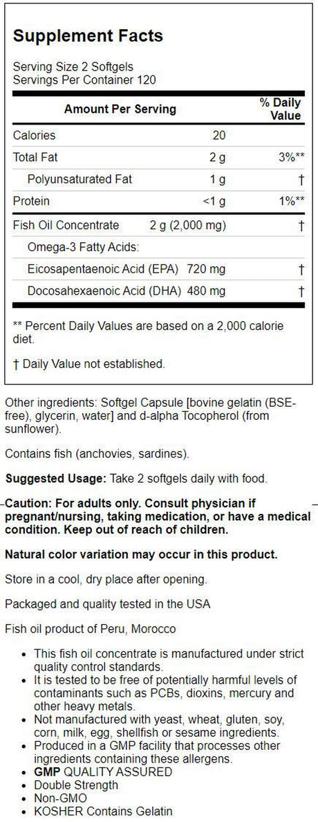 NOW Supplements, Super Omega EPA, 360 EPA / 240 DHA, Molecularly Distilled, Cardiovascular Support*, 240 Softgels