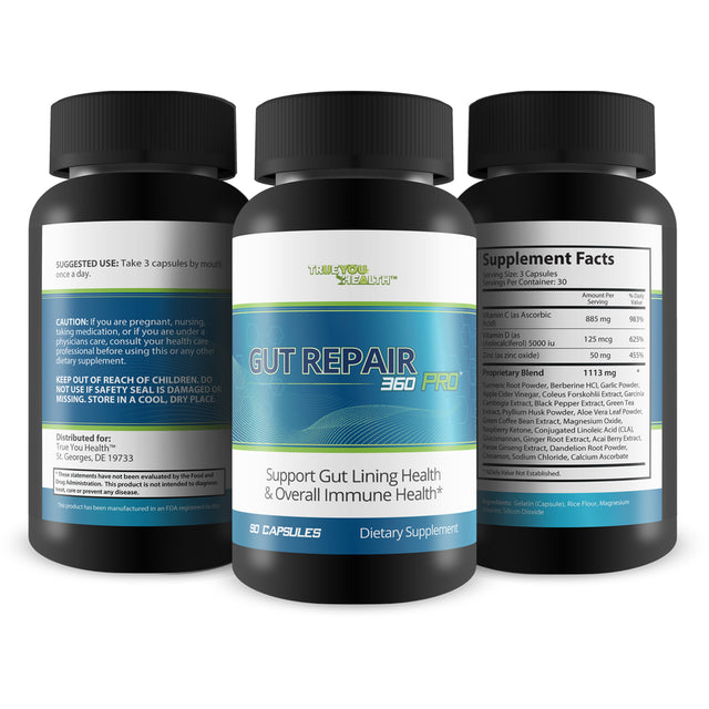 Gut Repair 360 Pro - Gut Health Supplement - Leaky Gut Repair - Support Gut Lining Health - Help Reduce Symptoms like Diarrhea, Bloating, Heartburn, IBS - Immune Support - Health Starts in the Gut