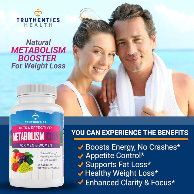 Metabolism Booster for Women & Men - Natural Appetite Suppressant for Weight Loss - Energy Booster, Fat Burner Supplement - Natural Aid for Slow Metabolism - Vegan - 60 Capsules